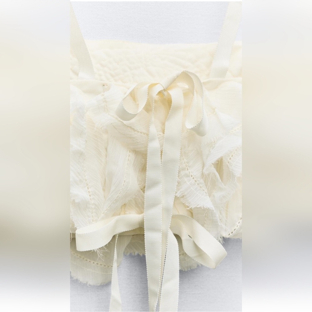 ZARA TEXTURED FLORAL CROP TOP - Picture 5 of 5